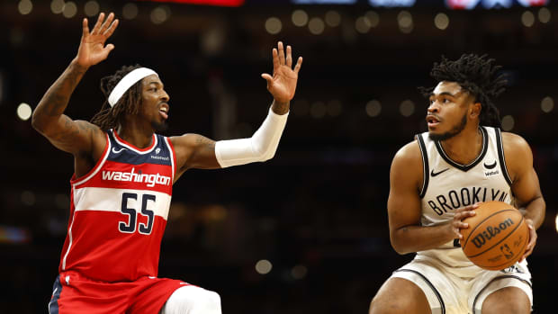 December 29, 2023; Brooklyn Nets guard Cam Thomas drives to the basket against Washington Wizards
